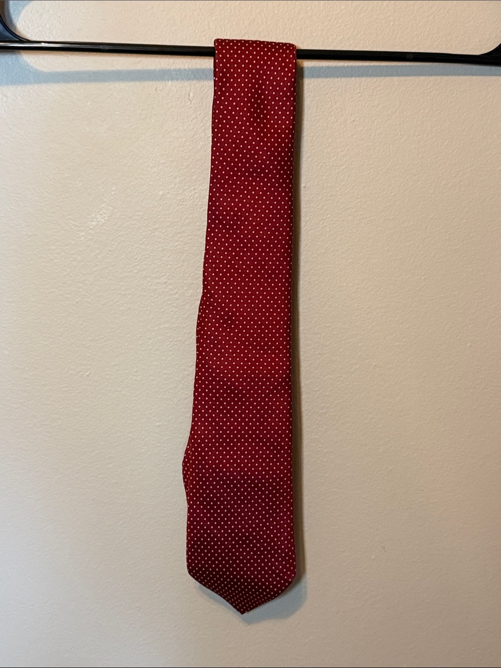 Paul Stuart Burgundy Silk Tie with White Microdots